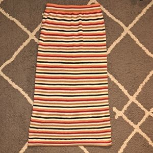 ZARA Knit Women's Striped Pull-on Midi Skirt Size Small